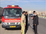 بازدید معاون عمرانی فرماندار قرچک از محل حادثه آتش‌سوزی قطار شهری